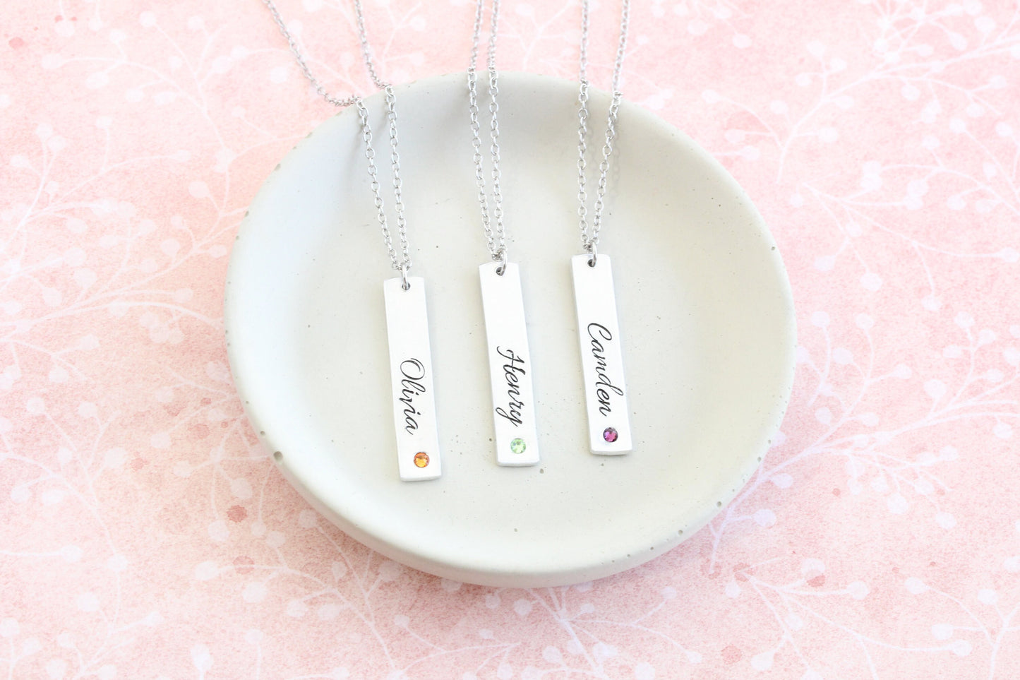 Birthstone Script Name Necklace