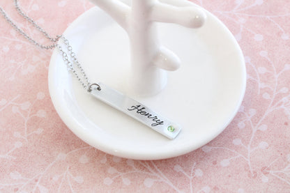 Birthstone Script Name Necklace