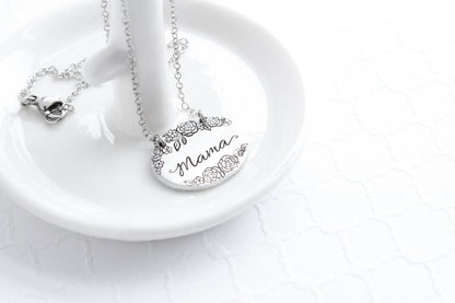 Floral Oval Mama Necklace