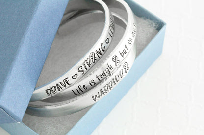 Cancer Warrior, Survivor, Supporter Cuff Bracelet