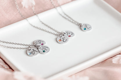 Birthstone Initial Necklace