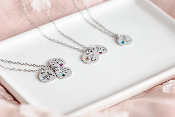 Birthstone Initial Necklace