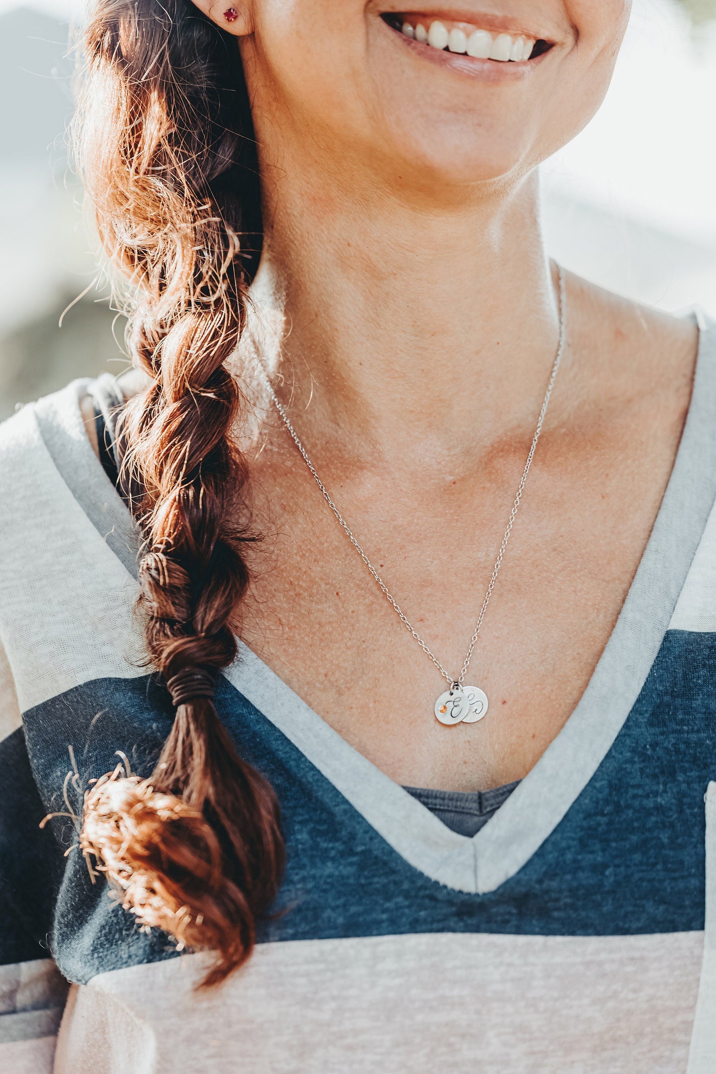 Birthstone Initial Necklace