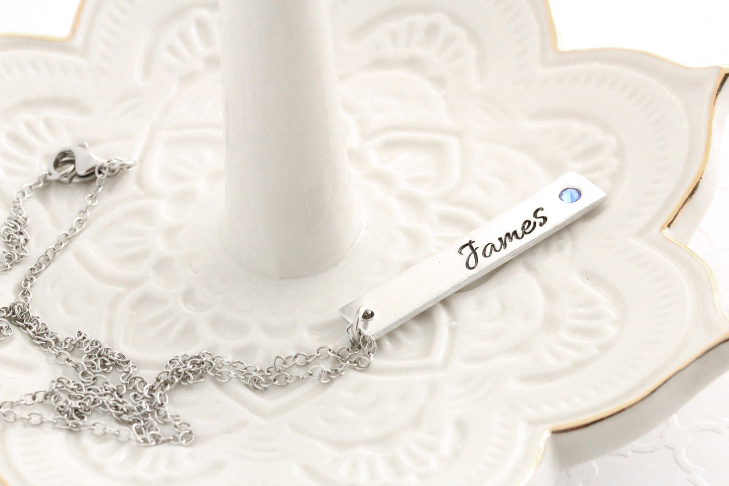 Birthstone Script Name Necklace