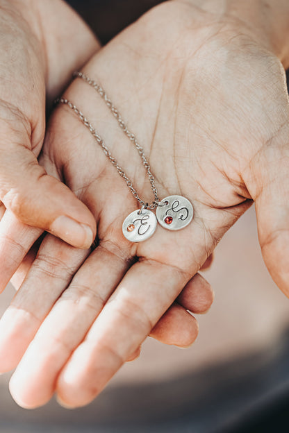 Birthstone Initial Necklace
