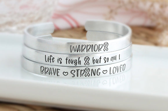 Cancer Warrior, Survivor, Supporter Cuff Bracelet