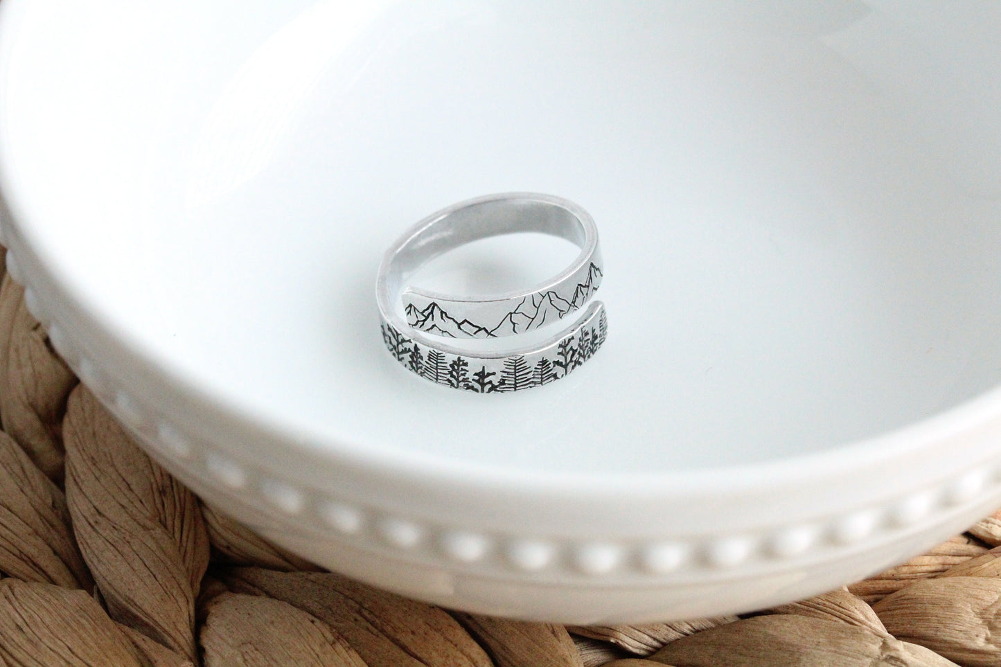 Forest Bar Necklace and Wrap Ring Set