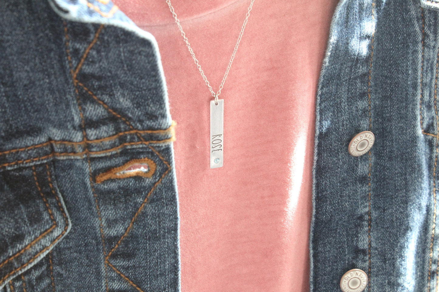Birthstone Print Name Necklace