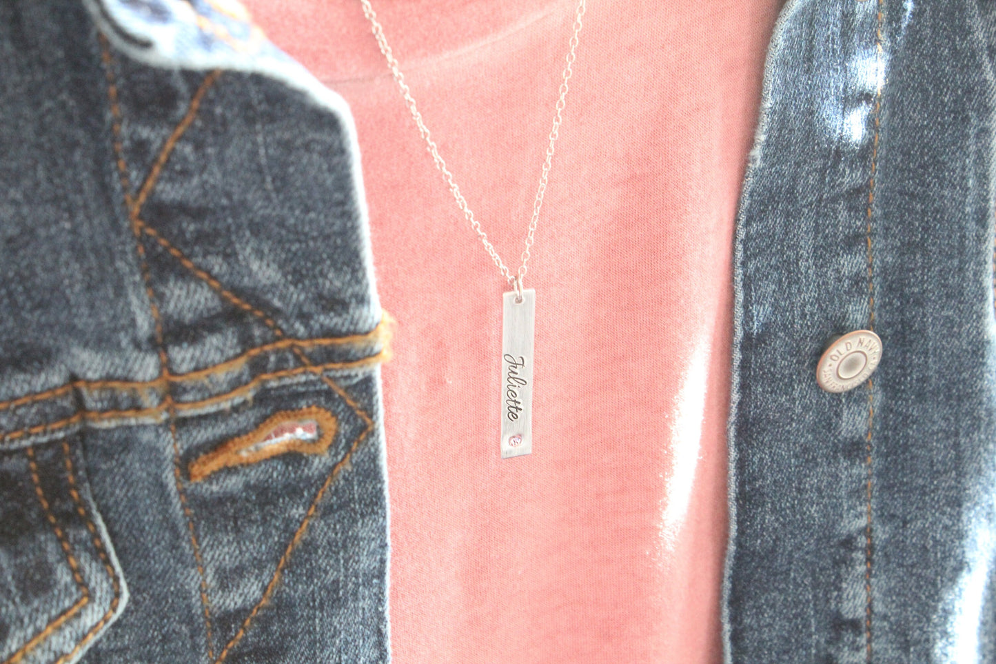 Birthstone Script Name Necklace