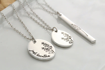Just Breathe Lavender Oval Necklace