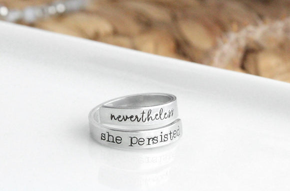 Nevertheless She Persisted Wrap Ring