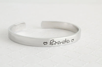 Mama And Baby Elephant Cuff Bracelet