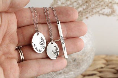 Just Breathe Lavender Oval Necklace