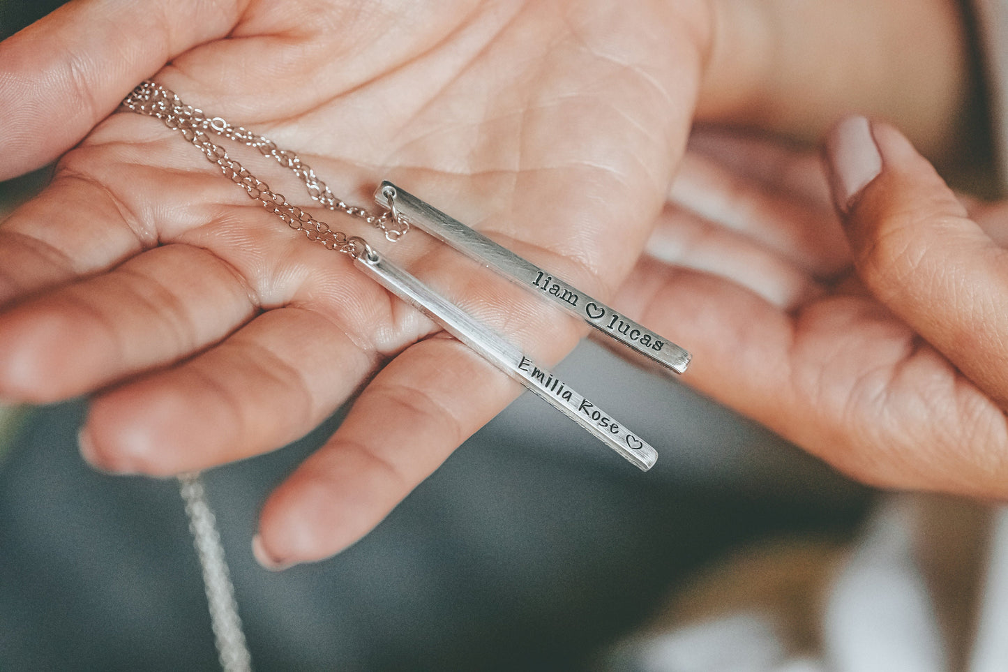 Personalized Long Bar Name Necklace