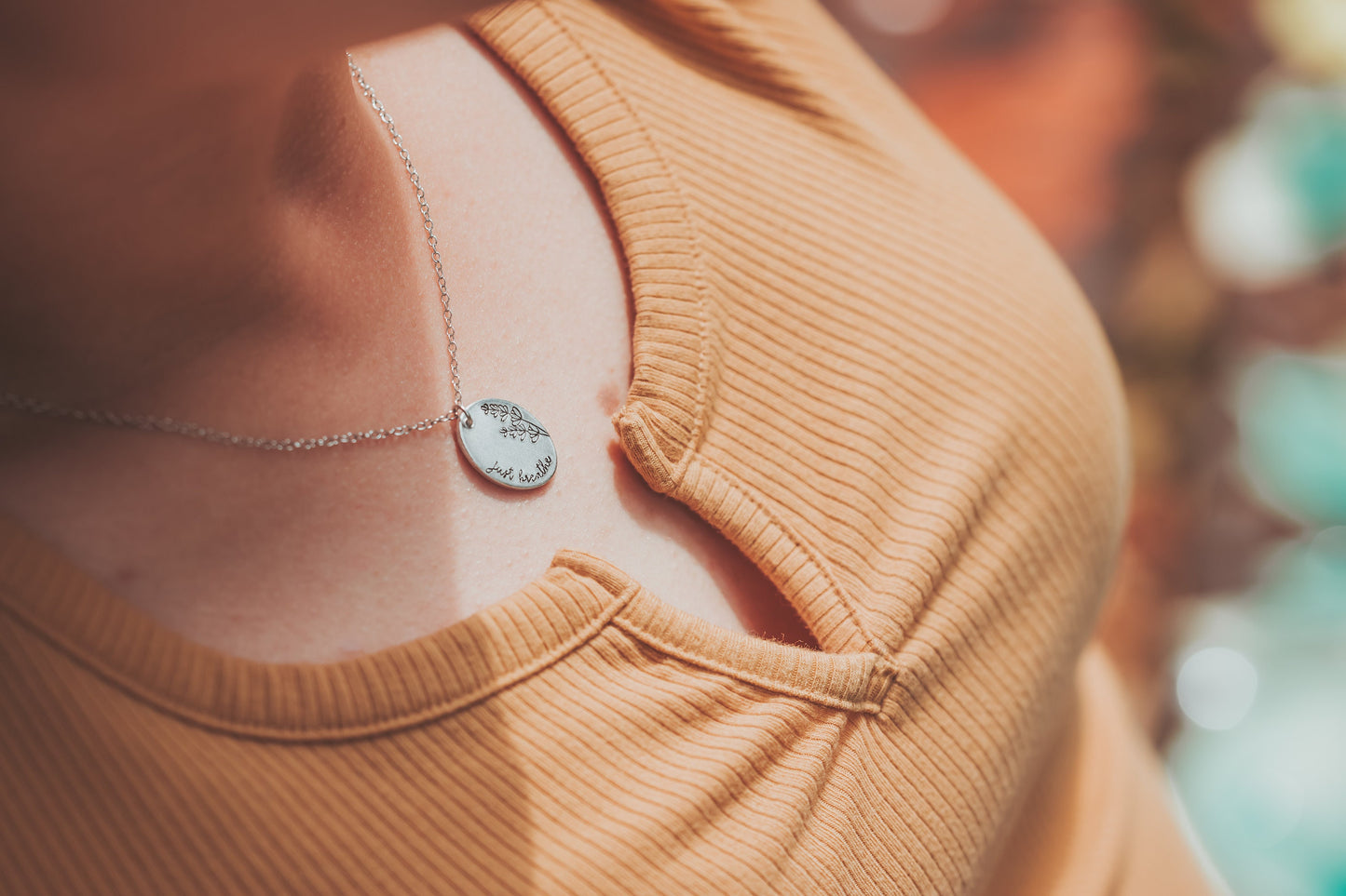 Just Breathe Lavender Oval Necklace