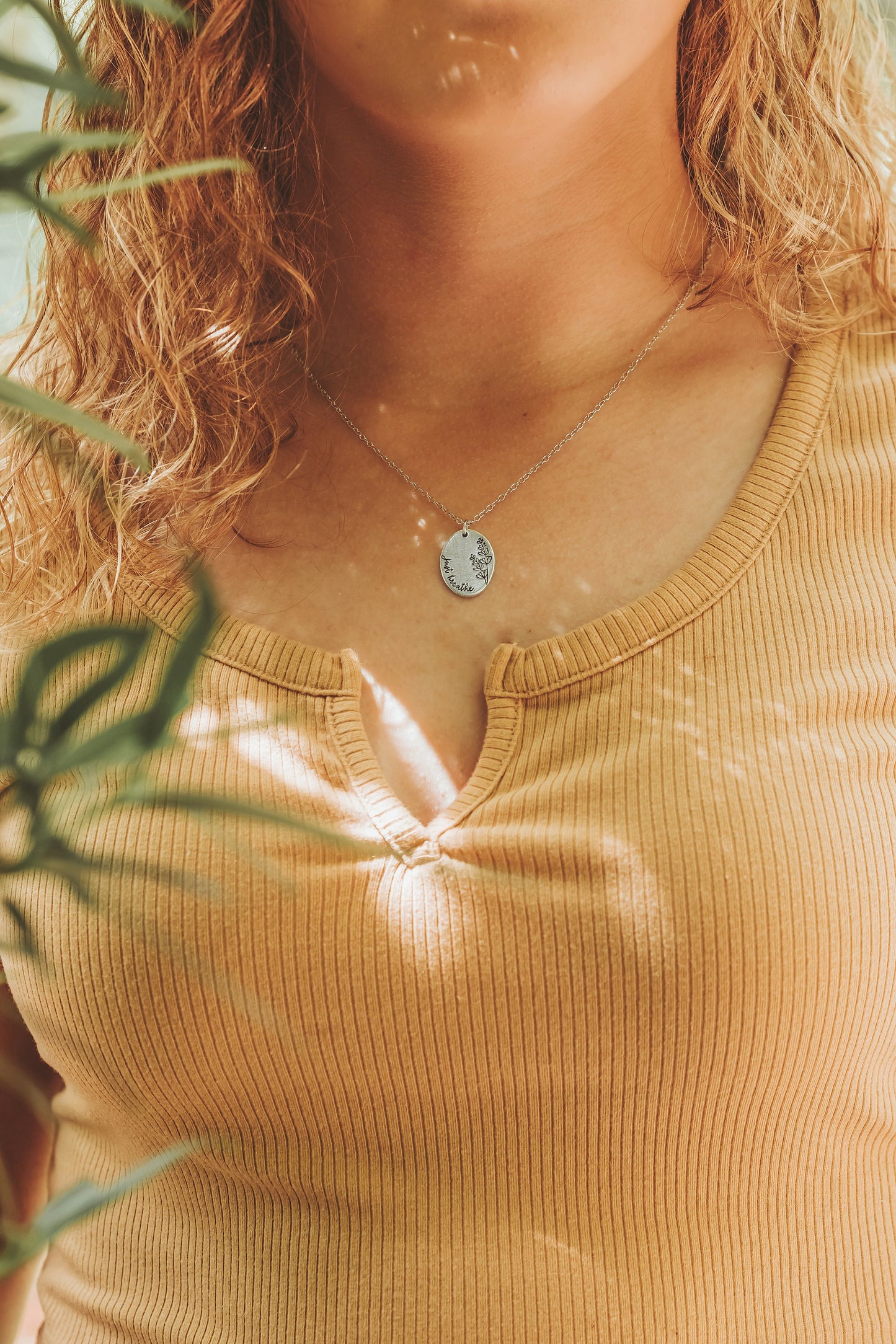 Just Breathe Lavender Oval Necklace