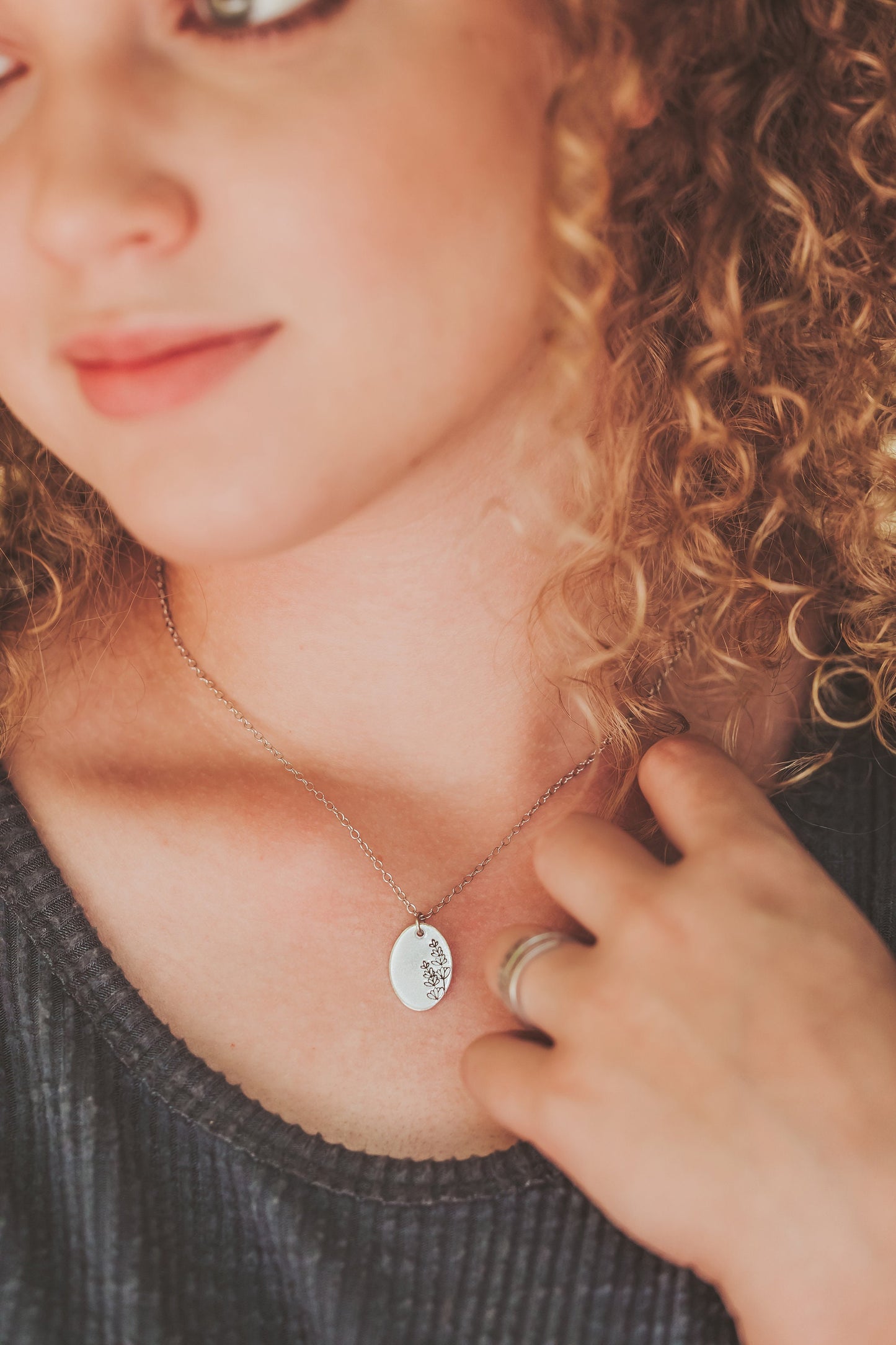 Just Breathe Lavender Oval Necklace