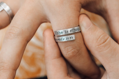 She Is Strong Proverbs 31:25 Wrap Ring
