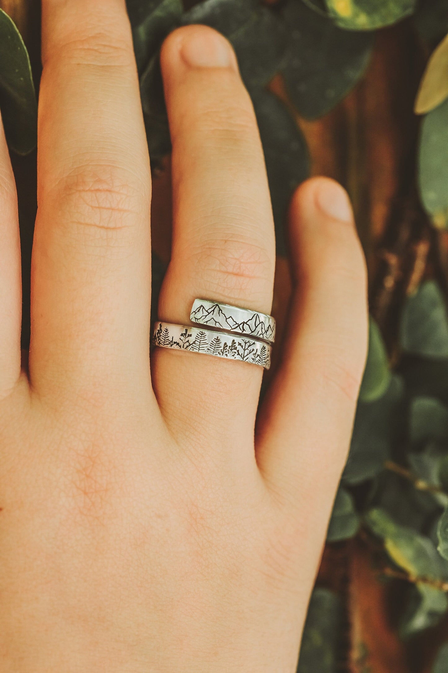 Mountains, Moon, Stars Wrap Ring